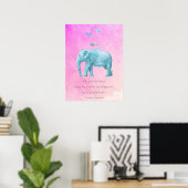 Poster Citation inspirante avec plumes et éléphant (Bureau à domicile)