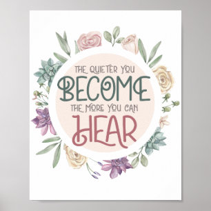 Poster Citation Inspirante Couronne Florale Pastel