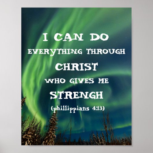 Poster Citation inspirante de la Bible Northern Lights (Devant)