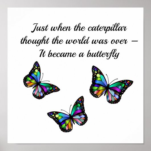 Poster Citation Inspirante de Motivation Papillon (Devant)