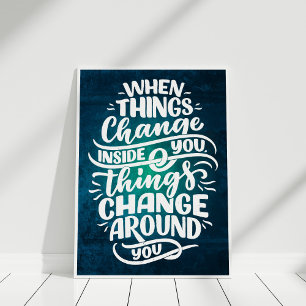 Poster Citation Inspirante de Papier Peint Bleu Foncé