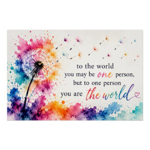 Poster Citation Inspirante de Pissenlit à l'Aquarelle Col