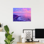 Poster Citation inspirante de Purple Pink Ocean Sunset (Bureau à domicile)