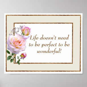 Poster Citation Inspirante de Vie Brun Rose
