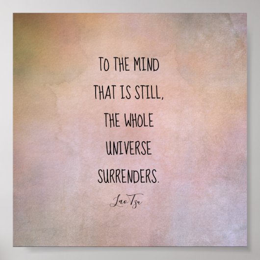 Poster citation inspirante Lao Tzu tons chauds et affligé (Devant)