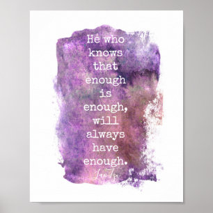 Poster citation inspirante violet Lao Tzu texte
