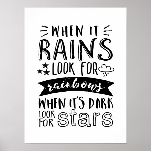 Poster Citation Inspiration Rechercher l'étoile et arc-en (Devant)