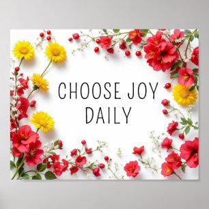 Poster Citation Inspirationnelle Choisir Joy Fleurs color