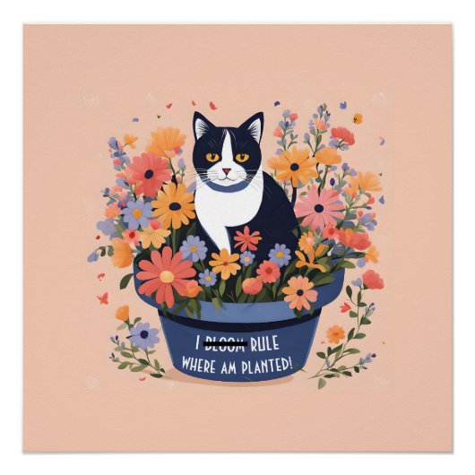 Poster Citation Inspirationnelle de chat amusant (Devant)