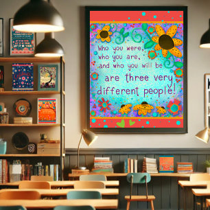 Poster Citation Inspirationnelle Stylé Fun Floral Daisy