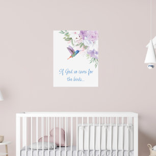 Poster Citation inspirée de la Bible Fleurs Colibri Ois