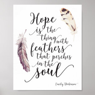Poster Citation inspirée d'espoir avec des plumes