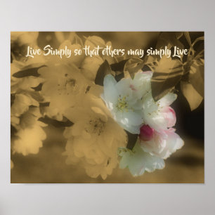 Poster Citation inspirée Live Simply Blossoms