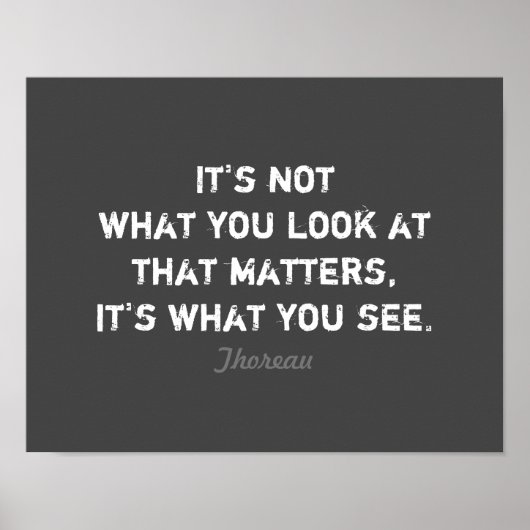Poster citation littéraire inspirante Thoreau sur gris (Devant)