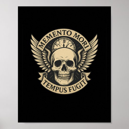 Poster Citation Long S De Memento Mori Tempus Fugit Latin (Devant)