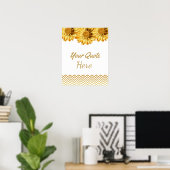 Poster Citation mariage Gold Daisy Flowers (Bureau à domicile)