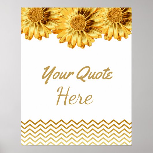 Poster Citation mariage Gold Daisy Flowers (Devant)