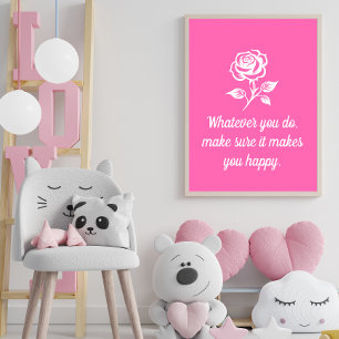 Poster Citation moderne Hot Pink et Rose inspirant