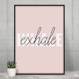 Poster Citation moderne Pastel Pink Inhale Exhale