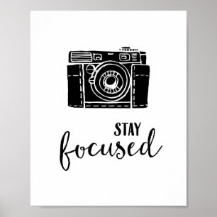 Poster Citation Motivante Appareil Photo Vintage Restez C