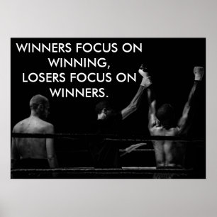 Poster Citation motivante de victoire sur un ring de boxe