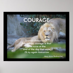 Poster Citation Motivante Lion Courageux
