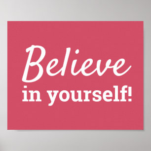 Poster Citation Motivante Rose Croire en Soi