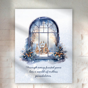 Poster Citation Motivante Scène d'Hiver Nordique Pastel s