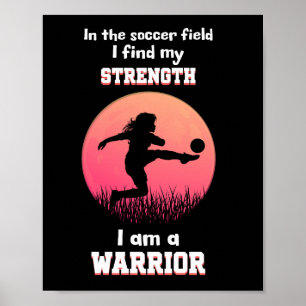 Poster Citation motivante sur une fille jouant au footbal