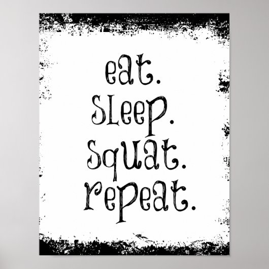 Poster Citation Motivational Fitness, Est, Sommeil, Squat (Devant)