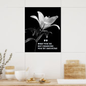 Poster Citation motivationnelle avec Fleur Lily blanche (Cuisine)