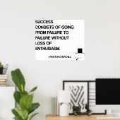 Poster Citation motivationnelle de Churchill - Succès (Bureau à domicile)
