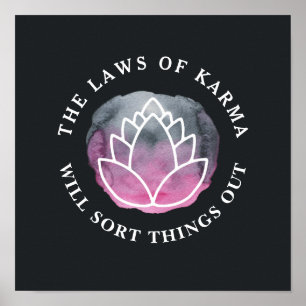 Poster Citation Motivationnelle de Lotus Karma blanc Char
