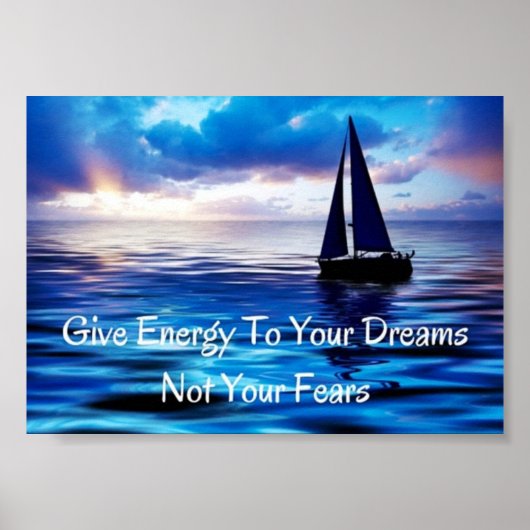 Poster Citation motivationnelle Dreams Voilier Océan (Devant)