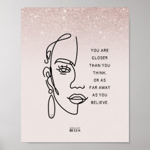 Poster Citation Motivationnelle du Rose Gold Ombre