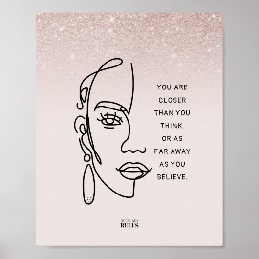 Poster Citation Motivationnelle du Rose Gold Ombre (Devant)