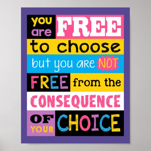 Poster Citation motivationnelle Inspiration Vie Rose viol (Devant)