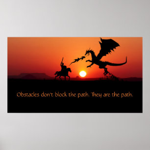 Poster Citation motivationnelle inspirée Dragon vs Knight