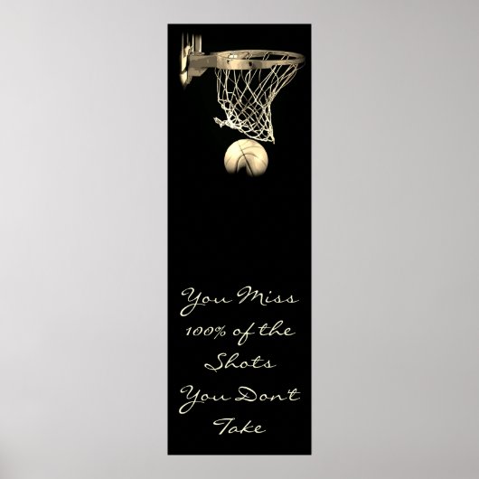Poster Citation Motivationnelle Porte de Basket Sépia Vin (Devant)