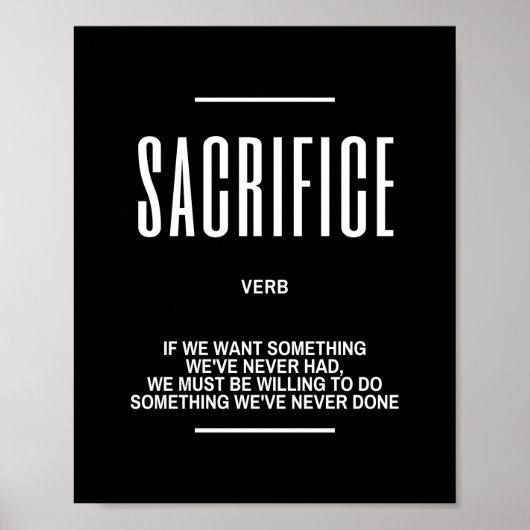 Poster Citation Motivationnelle Sur Le Sacrifice (Devant)