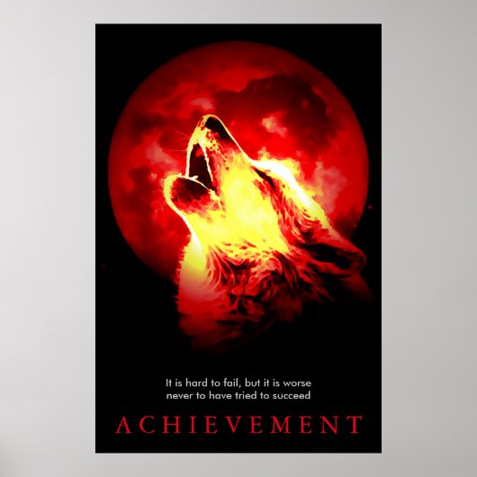 Poster Citation Motivationnelle Unique Rouge Noir Loup (Devant)
