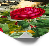 Poster Citation musicale, Grive à collier et roses, Violo (Coin)
