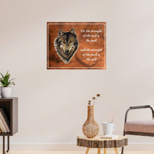 Poster Citation originale aquarelle loup & meute