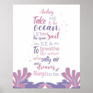 Poster Citation Pastel ocean Dreams personnalisable