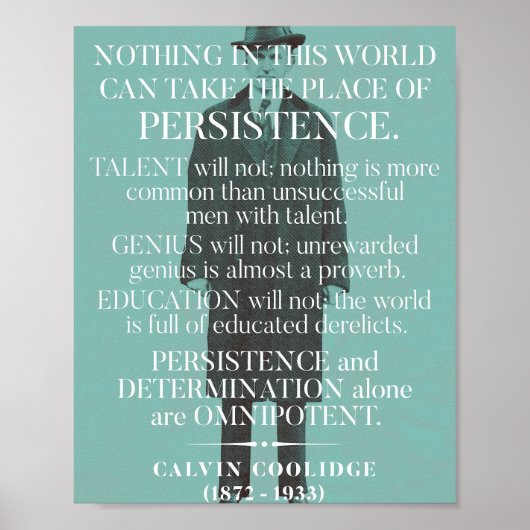 Poster Citation "Persistance" de Calvin Coolidge (Devant)