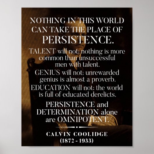 Poster Citation "Persistance" de Calvin Coolidge 1 (Devant)