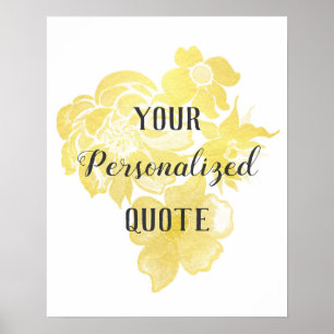 Poster Citation personnalisée par fleurs d'aquarelle de