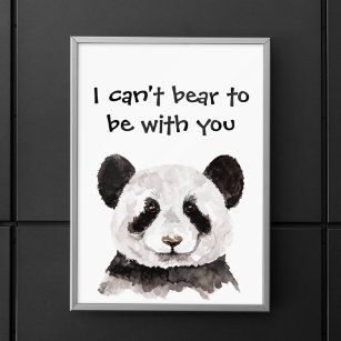 Poster Citation Romantique Moderne Avec Panda Noir Et Bla
