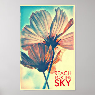 Poster Citation Rose Cosmos Atteindre le Ciel