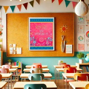 Poster Citation rose Nouveau Jour Inspirant Inspirété Flo